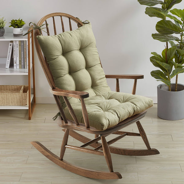 Sweet Home Collection 2 Piece Tufted Non Slip Rocking Chair Cushion Set Sage