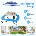 8-Person Kids Picnic Table Bench Set with Removable & Foldable Umbrella, Toddler Outdoor HDPE Activity Table and Chair Set for Backyard Patio
