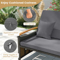 Patio Rattan Daybed with Adjustable Backrest, 2-Person Outdoor Wicker Loveseat with Storage Ottoman, Acacia Wood Armrest & Folding Tray