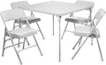 5pc. XL Series Folding Card Table and Triple Braced Vinyl Padded Chair Set, Commercial Quality, Grey