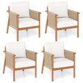 Tangkula Acacia Wood Patio Club Chair Boho Accent Chair（1/2/4）