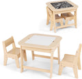 OLAKIDS Kids Table and Chair Set, 3 in 1 Wooden Activity Table with Removable Tabletop, Blackboard and Whiteboard for Toddlers Arts Crafts Drawing Reading Playing, Playroom Nursery (Natural)