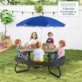 8-Person Kids Picnic Table Bench Set with Removable & Foldable Umbrella, Toddler Outdoor HDPE Activity Table and Chair Set for Backyard Patio