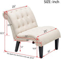 Andeworld Upholstered Accent Chair for Bedroom Living Room Chairs Lounge Chair with Wood Legs Cream Fabric