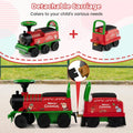 6V 2-Seater Ride On Train with Detachable Carriage, Under-Seat Storage, Whistle & Flashing LED Lights, Trackless Electric Ride On Toy for Kids