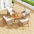 Tangkula Acacia Wood Patio Club Chair Boho Accent Chair（1/2/4）