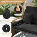 Patio Rattan Daybed with Adjustable Backrest, 2-Person Outdoor Wicker Loveseat with Storage Ottoman, Acacia Wood Armrest & Folding Tray