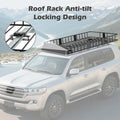 Naipo Roof Rack Cargo Basket, 500 lb, 64"x39"x6"extendable Roof Luggage Holder Rack with 4 U - Bolts for SUV/RV, Camping