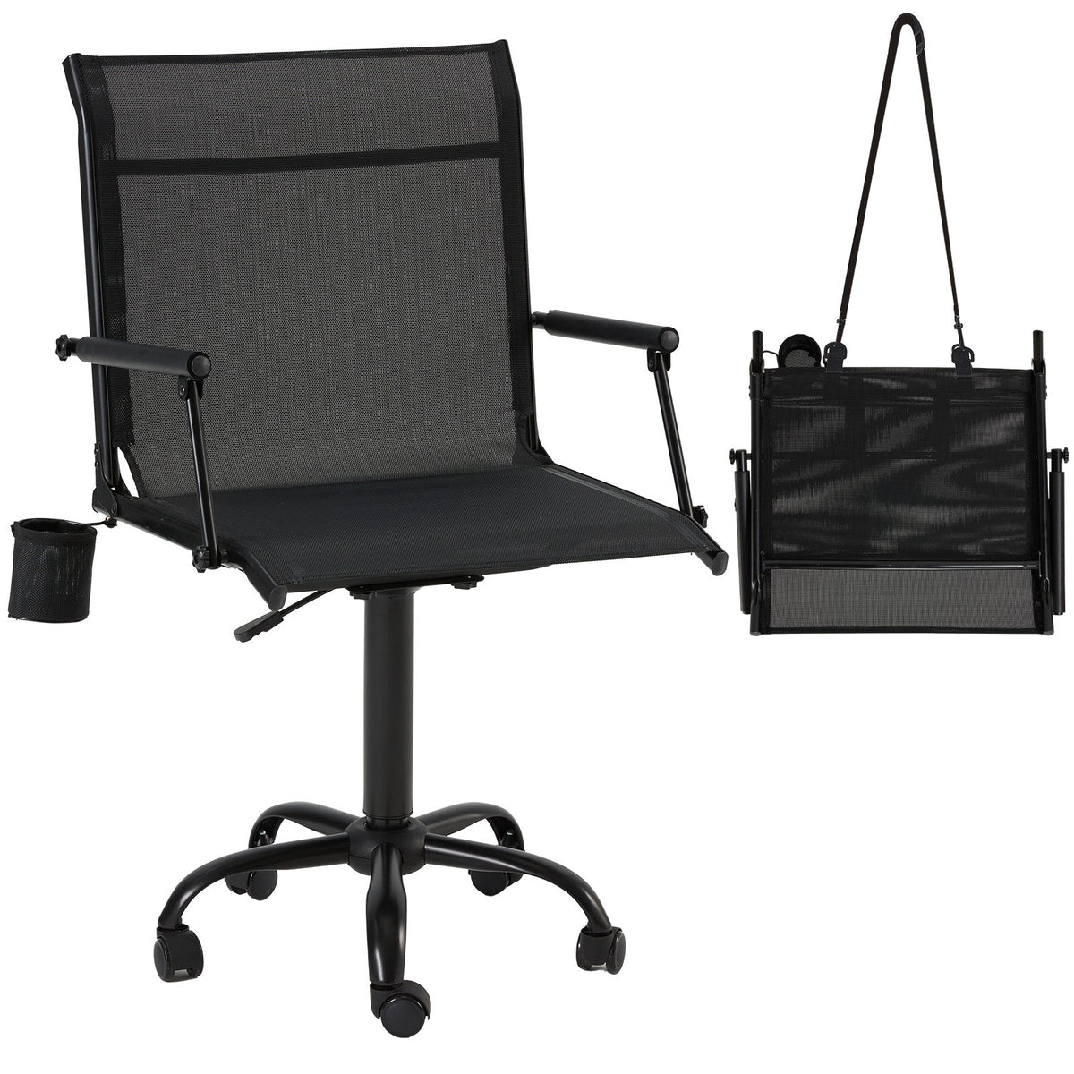 AECOJOY Hunting Swivel Chair, Adjustable Height, Foldable Backrest, Sturdy Frame for Long Hunts