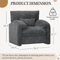 AECOJOY Oversized Armchair, Chenille Mid Century Accent Chair, Comfy Upholstered Single Sofa, Extra Wide Reading Chairs