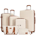 Travelhouse 6 Piece Hardshell Luggage Set Hardside Lightweight Suitcase with TSA Lock Spinner Wheels.(White)