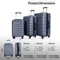 Travelhouse 3 Piece Luggage Set Expandable Hardshell Lightweight Suitcase with TSA Lock Spinner Wheels 20in24in28in.(Gray)