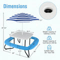 8-Person Kids Picnic Table Bench Set with Removable & Foldable Umbrella, Toddler Outdoor HDPE Activity Table and Chair Set for Backyard Patio