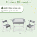OLAKIDS Kids Table and Chair Set, 3 in 1 Wooden Activity Table with Removable Tabletop, Blackboard and Whiteboard for Toddlers Arts Crafts Drawing Reading Playing, Playroom Nursery (Natural)