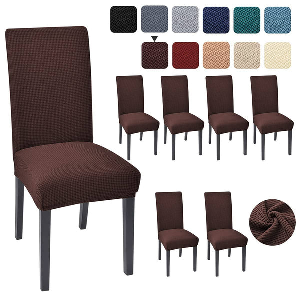 Aertiavty Chair Covers for Dining Room 6 Pack Chair Seat Cover for Dining Room Kitchen, Parsons Chair Covers Dining Chair Slipcover, Choco