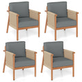 Tangkula Acacia Wood Patio Club Chair Boho Accent Chair（1/2/4）
