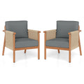 Tangkula Acacia Wood Patio Club Chair Boho Accent Chair（1/2/4）