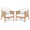 Tangkula Acacia Wood Patio Club Chair Boho Accent Chair（1/2/4）
