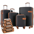 Luggage Sets, 4 - Piece Lightweight Suitcase Set with 4 Packing Cubes and TSA Lock, Hardshell Suitcases with Spinner Wheels, (16/20/24/28 ), Brown