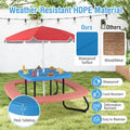 8-Person Kids Picnic Table Bench Set with Removable & Foldable Umbrella, Toddler Outdoor HDPE Activity Table and Chair Set for Backyard Patio