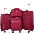 Travelhouse 4 Piece Luggage Set Softside Expandable Lightweight Suitcase with Double Spinner Wheels.(Black)