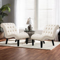 Andeworld Upholstered Accent Chair for Bedroom Living Room Chairs Lounge Chair with Wood Legs Cream Fabric