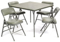 5pc. XL Series Folding Card Table and Triple Braced Vinyl Padded Chair Set, Commercial Quality, Grey