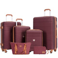 Travelhouse 6 Piece Hardshell Luggage Set Hardside Lightweight Suitcase with TSA Lock Spinner Wheels.(White)
