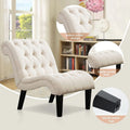 Andeworld Upholstered Accent Chair for Bedroom Living Room Chairs Lounge Chair with Wood Legs Cream Fabric