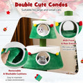 60" Christmas Cat Tree for Indoor Cats, Modern Holiday Cute Cat Tree Tower with 2 Condos, Sisal Scratching Posts, Spring Toy & Removable Beds