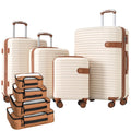 Luggage Sets, 4 - Piece Lightweight Suitcase Set with 4 Packing Cubes and TSA Lock, Hardshell Suitcases with Spinner Wheels, (16/20/24/28 ), Brown