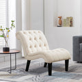 Andeworld Upholstered Accent Chair for Bedroom Living Room Chairs Lounge Chair with Wood Legs Cream Fabric