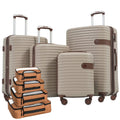 Luggage Sets, 4 - Piece Lightweight Suitcase Set with 4 Packing Cubes and TSA Lock, Hardshell Suitcases with Spinner Wheels, (16/20/24/28 ), Brown