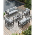 AECOJOY Aluminum Patio Furniture Set, 5 Pieces Outdoor Sectional Sofa Set, Light Gray