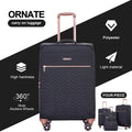 Travelhouse 4 Piece Luggage Set Softside Expandable Lightweight Suitcase with Double Spinner Wheels.(Black)