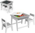 OLAKIDS Kids Table and Chair Set, 3 in 1 Wooden Activity Table with Removable Tabletop, Blackboard and Whiteboard for Toddlers Arts Crafts Drawing Reading Playing, Playroom Nursery (Natural)