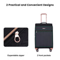 Travelhouse 4 Piece Luggage Set Softside Expandable Lightweight Suitcase with Double Spinner Wheels.(Black)