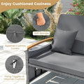 Patio Rattan Daybed with Adjustable Backrest, 2-Person Outdoor Wicker Loveseat with Storage Ottoman, Acacia Wood Armrest & Folding Tray