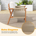 Tangkula Acacia Wood Patio Club Chair Boho Accent Chair（1/2/4）
