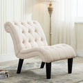 Andeworld Upholstered Accent Chair for Bedroom Living Room Chairs Lounge Chair with Wood Legs Cream Fabric