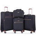 Travelhouse 4 Piece Luggage Set Softside Expandable Lightweight Suitcase with Double Spinner Wheels.(Black)