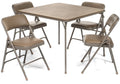 5pc. XL Series Folding Card Table and Triple Braced Vinyl Padded Chair Set, Commercial Quality, Grey