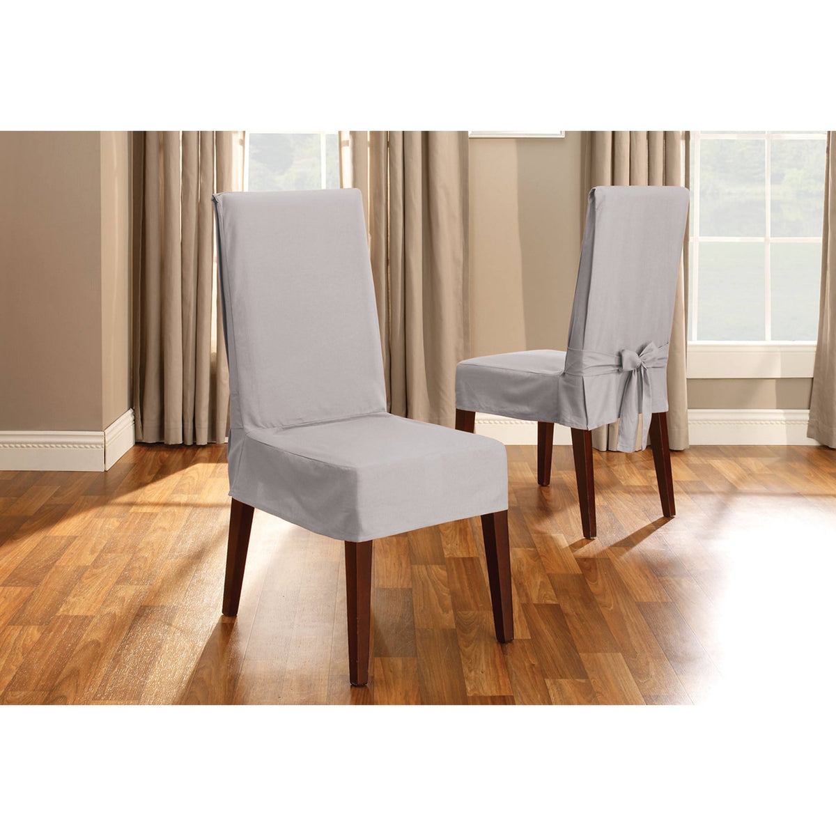 SureFit Duck Short Dining Chair Slipcover ,Gray