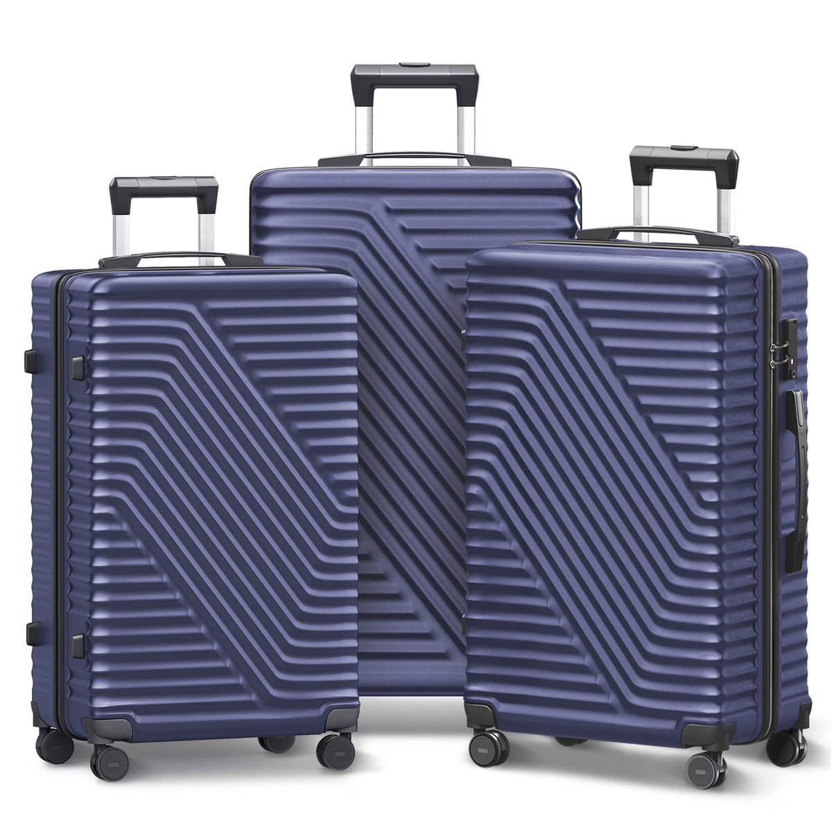 Vebreda Luggage Sets 3 Piece 20/24/28 in Suitcase Sets Hardside Luggage Set, Navy Blue